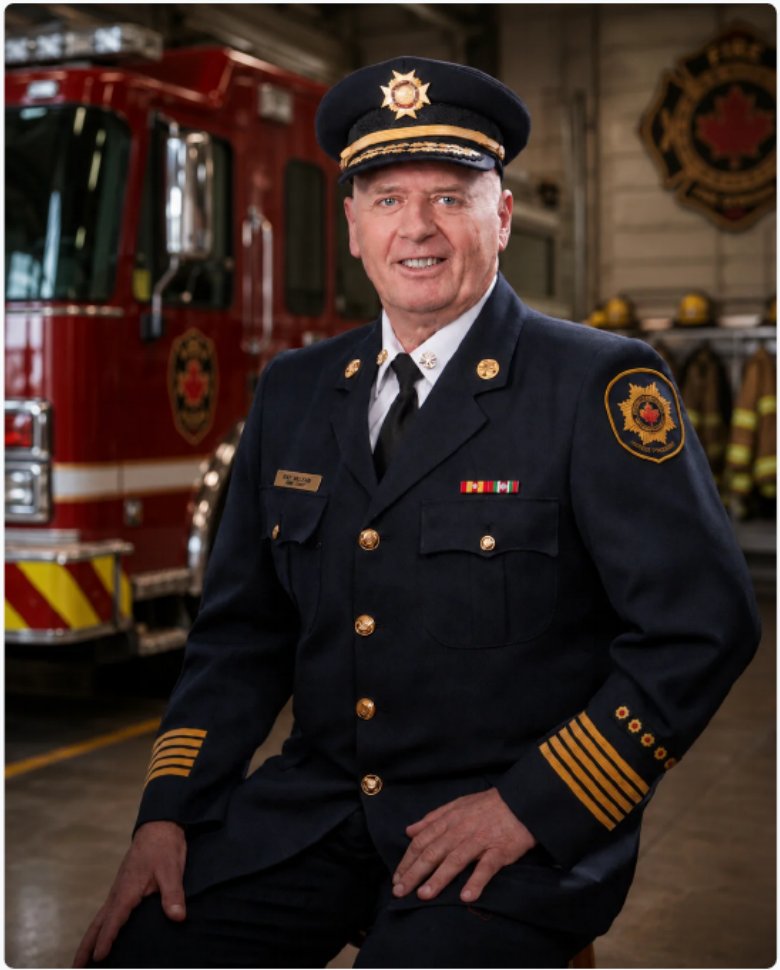 Ray Millar in Fire Chief uniform