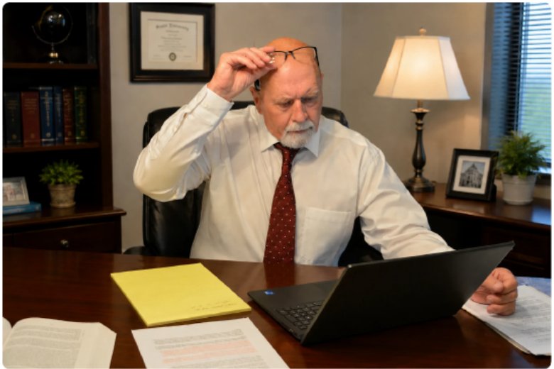 Ray Millar reviewing documents at his desk